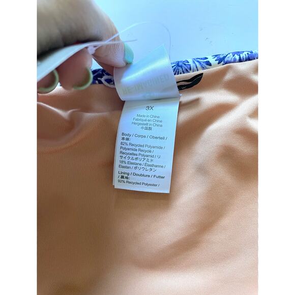 J. Crew Floral Full Coverage Bathing Suit Bottom Blue White Size 3X Plus NEW - Picture 6 of 7